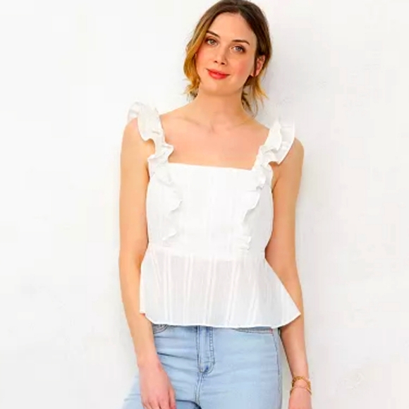 LC Lauren Conrad Tops - DONATED LC Lauren Conrad Ruffle Peplum Tank NWT DONATING 3/19